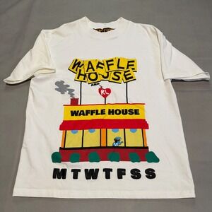 Waffle House RL Red Letter Streetwear T-Shirt White Men-M Cotton Y2K Skate-6419